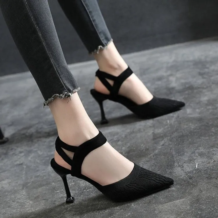 

2023 Summer New High Heels Slim Heel Baotou Sandals for Women Pointed Mid Heel High Heels for Women