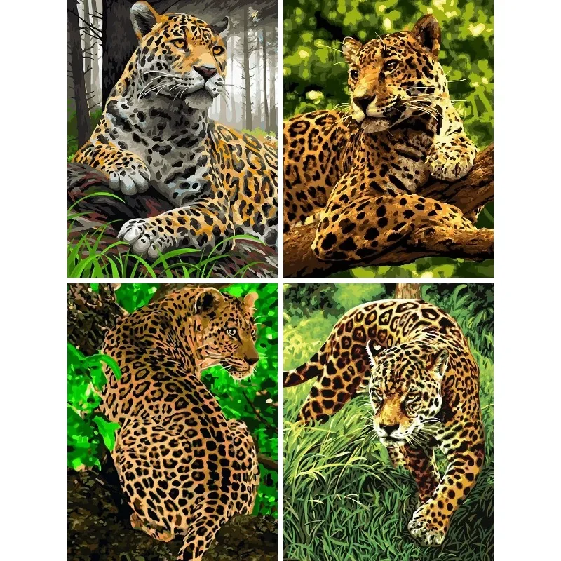 5D Diamond Painting Leopard Cheetah Panther on Tree Diy Handmade Full Square Round Animal Diamond Embroidery Cross Stitch Kits