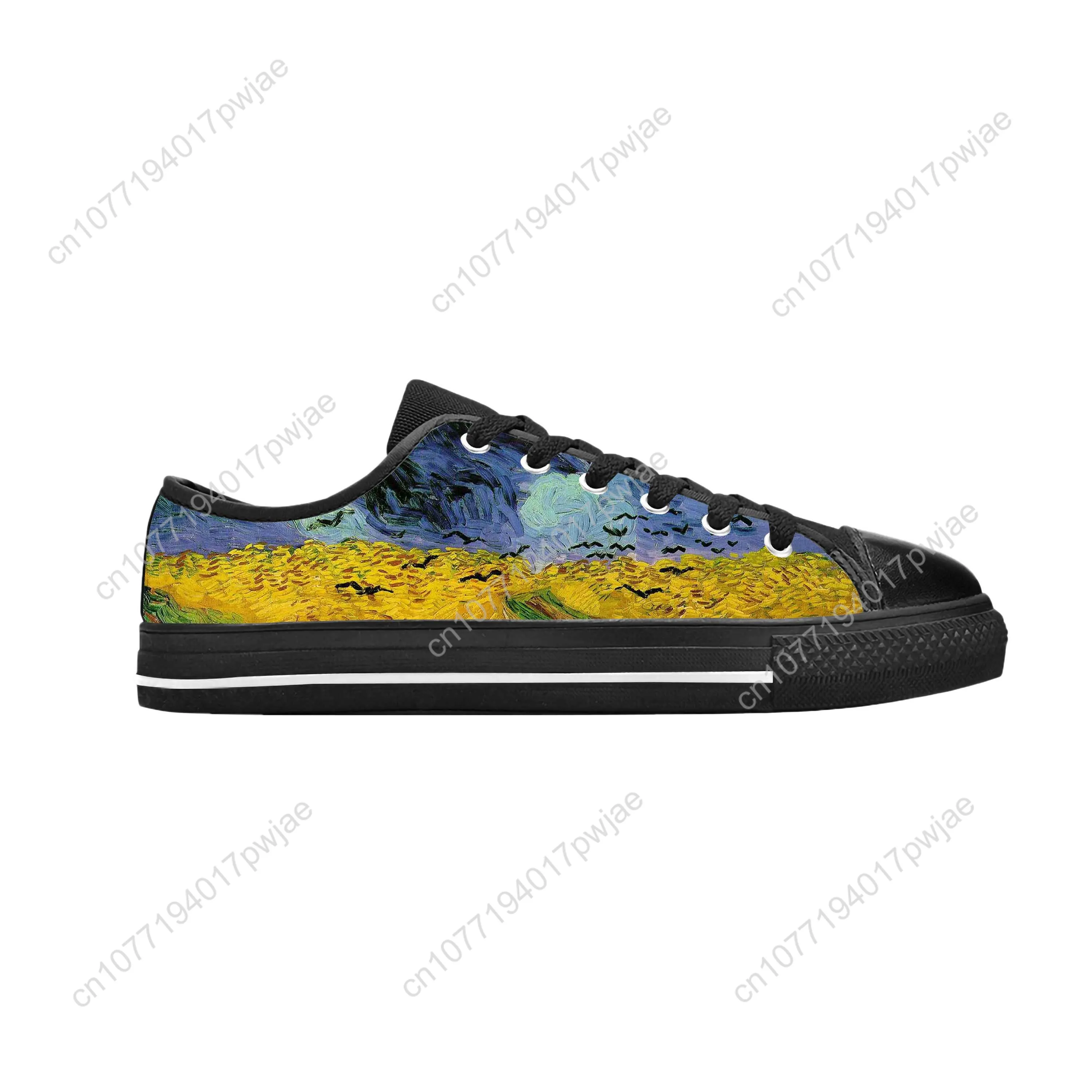 Vincent Van Gogh Oil Painting Pattern Art Fashion Casual Cloth Shoes Low Top Comfortable Breathable 3D Print Men Women Sneakers