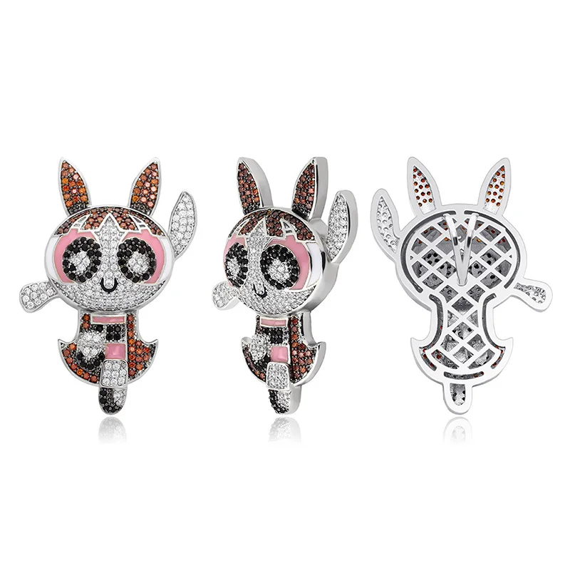 Uwin Big Eyes Colorful Gilrs Pendant Luminous Iced Out Cubic Zirconia Hip Hop Necklace For Men Women Fashion Jewelry Gifts