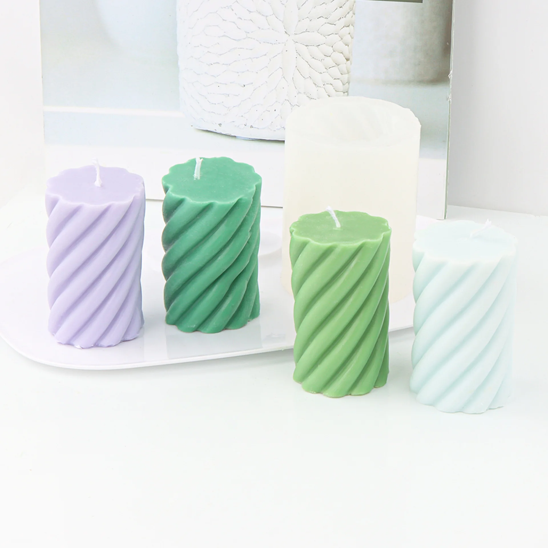 3D Geometric Cylinder Candles Silicone Mold DIY Handmade Stripe
