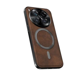 PU Leather Magnetic Wireless Charging Shockproof Phone Case - Premium Protective Cover for Vivo X200 FE (Brown)