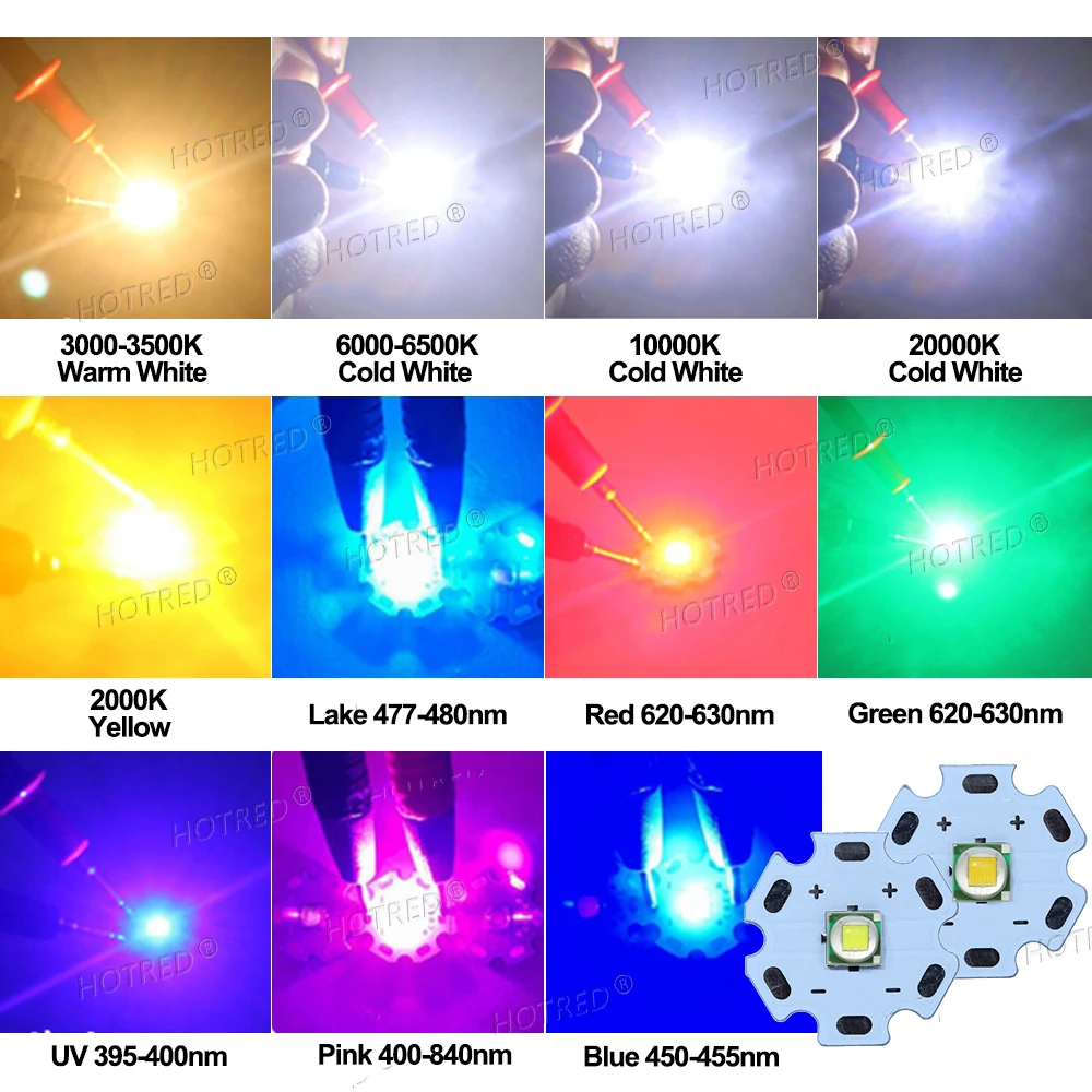 XMLL T6 5050 LED 5W-10W U2 Cold Warm White10000K Red Green