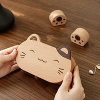 Solid Wood Fortune Cat Jewelry Box,Retro Portable Earrings Rings Premium Jewelry Box Holder Storage,Gift for Couple Friend Girl 2