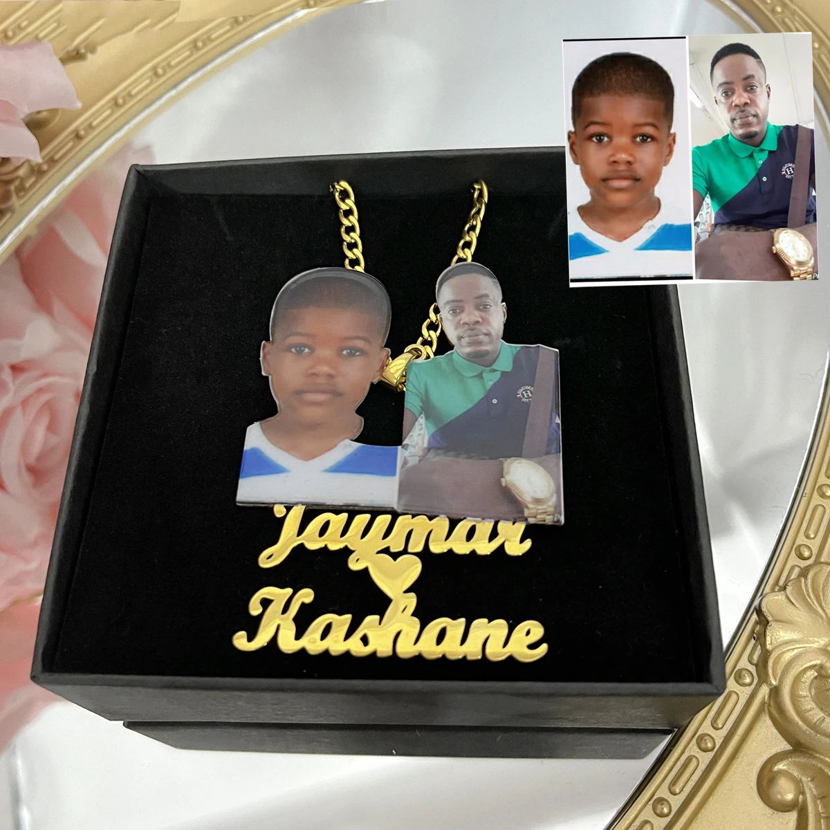 multi color commemorative envelope keychain photo printing customized 12 for family and friends1 inch holiday gifts fashionable Custom Picture Necklace Personalized Name Pendent Necklace Custom Color Photo Stainless Steel Necklace Jewelry for Family Gifts