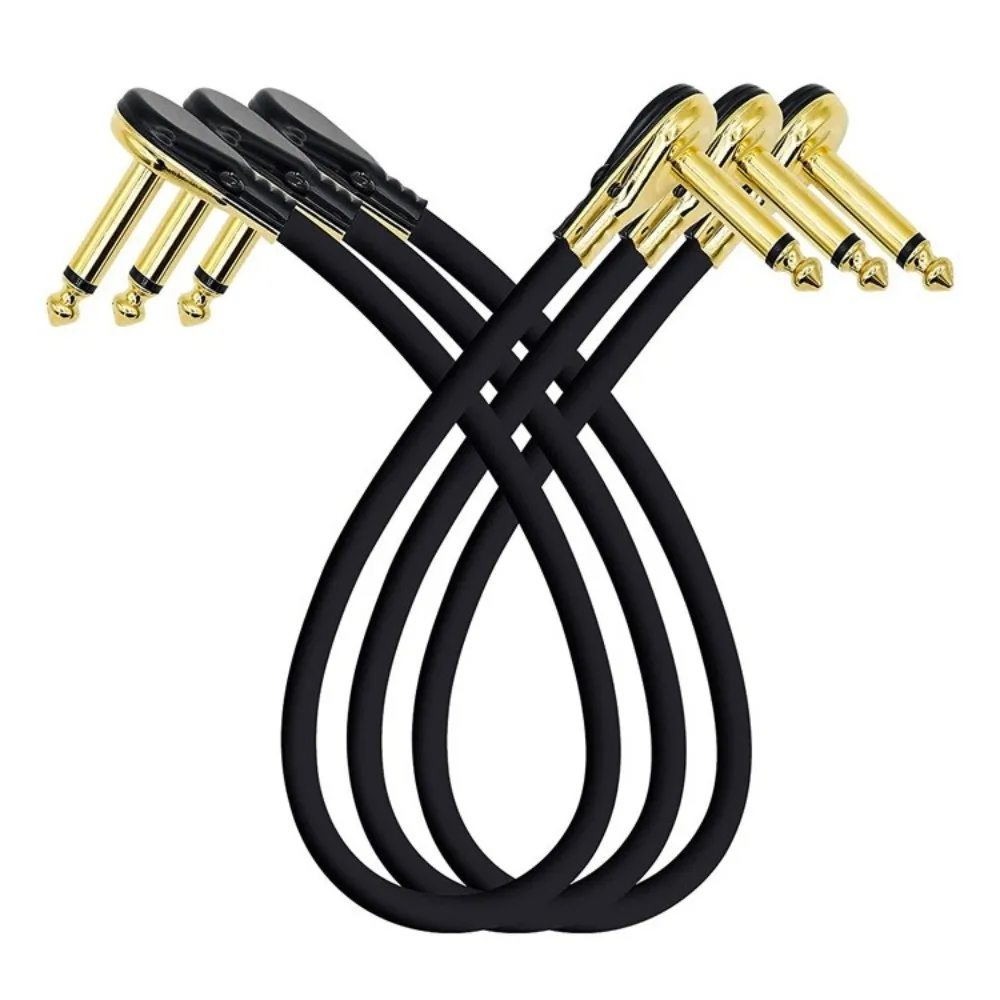 15cm/30cm Guitar Effects Pedal Cable Flat Design Copper Core Patch Cable Surface Wire Right-angle Plug Cable