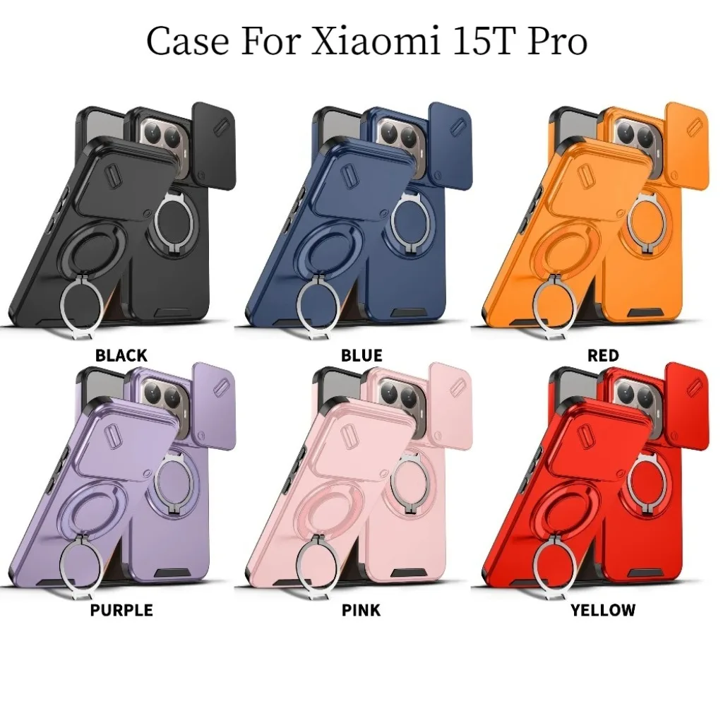 Shockproof Armor Phone Case with Magnetic Ring Holder and Kickstand - Hard PC Protective Cover