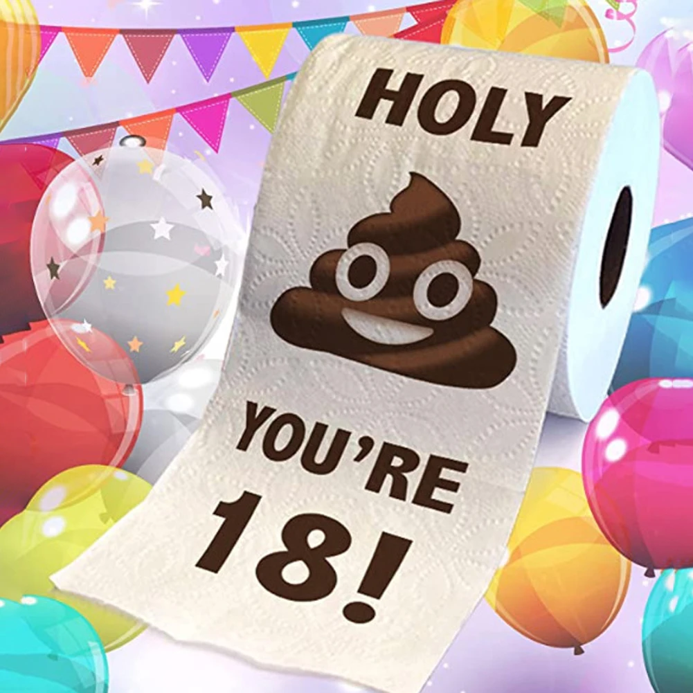 Funny Poop Face Toilet Paper Towel Halloween Decoration Poop Printed Toilet Paper Roll Tissue 30/40/50/60th Birthday Gifts toilet roll paper paper towel paper tissue disposable paper towel