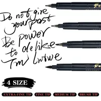 4Pcs/set Calligraphy Brush Pens, Hand Lettering Pens Soft and Hard Tip Water Based Black Ink Marker Set  Art Drawings Markers 2