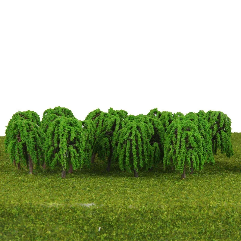 25pcs 5.5cm Willow Trees Model 3D Landscape Decoration Model Trees Train Park Railway Architecture Scenery Landscape Miniature