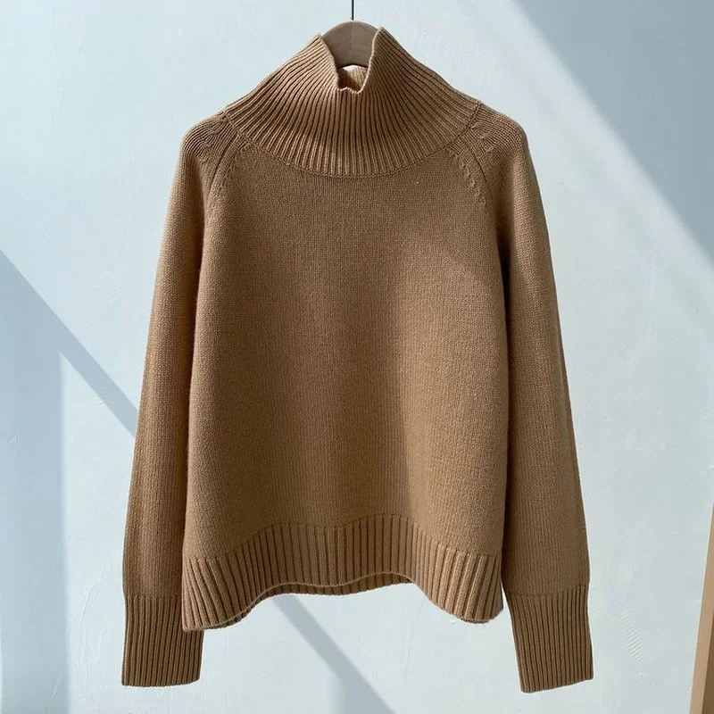 

2021 Autumn and Winter New Raglan Sleeve Turtleneck Knitwear Tops Cashmere Sweater