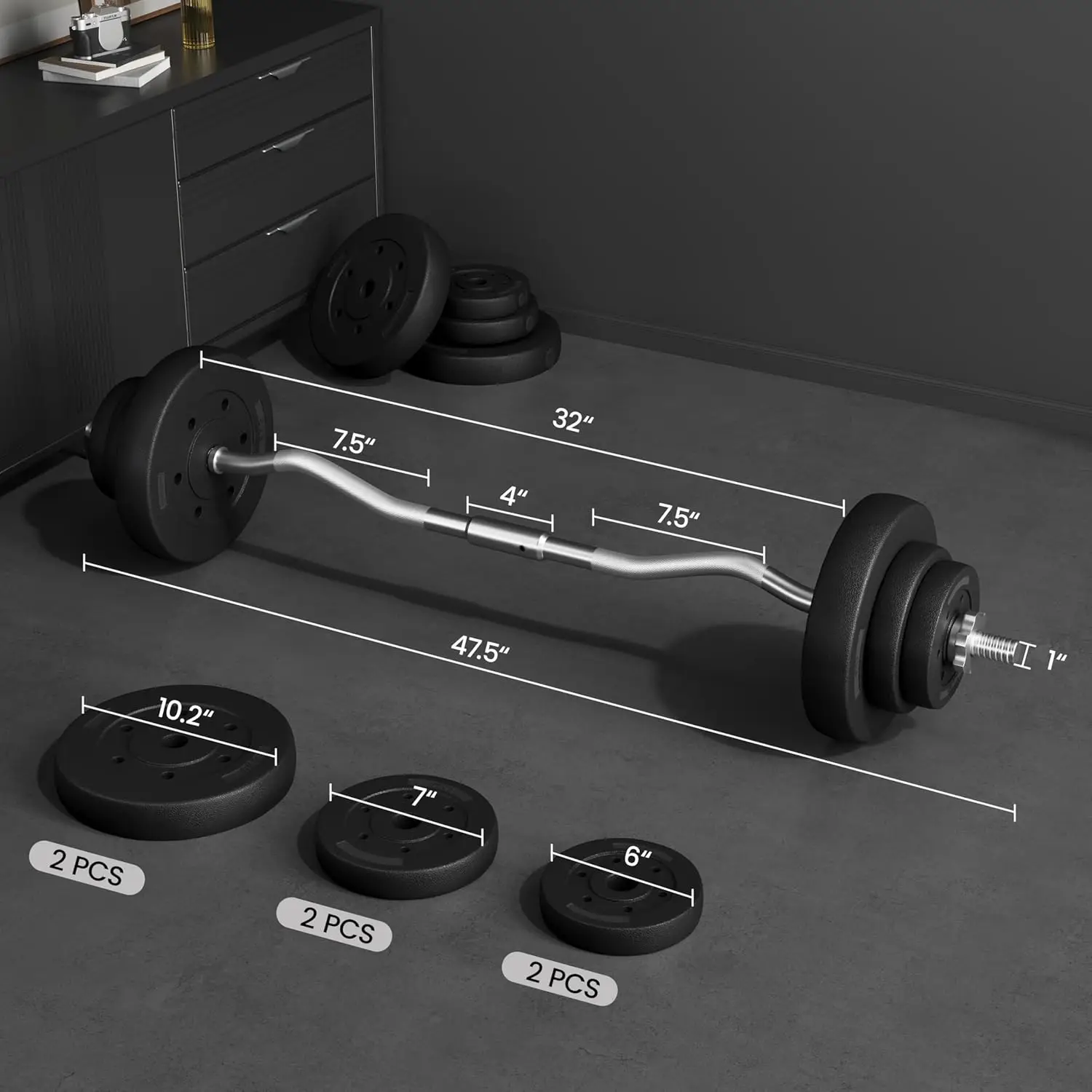 44lb Curl Bar Set 2