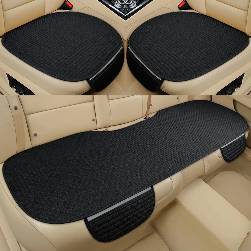 Linen Car Seat Cover Front Rear Summer Flax Chair Cushion Protector Mat Pad Car Universal Auto Interior Styling Truck SUV Van