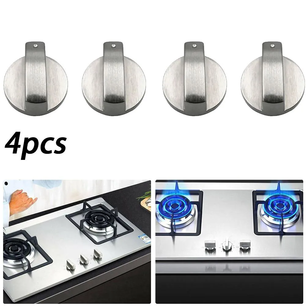 4pcs 8mm Metal Gas Stove Cooker Knobs Oven Switch Universal Adaptors Cooking Surface Control Locks Kitchen Cookware Handles