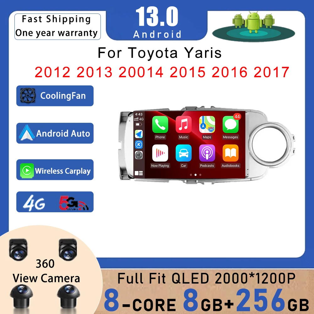 

for Toyota Yaris 2012 2013 20014 2015 2016 2017 Car Radio Multimedia Player Android 13 GPS Navigation Wireless Carplay WIFI