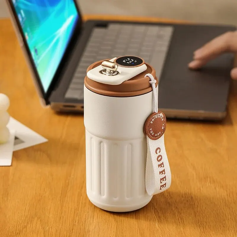 Stainless Steel Insulated Water Bottle Display Temperature Coffee Cup Intelligent Car Mounted Gift Drinking Tool