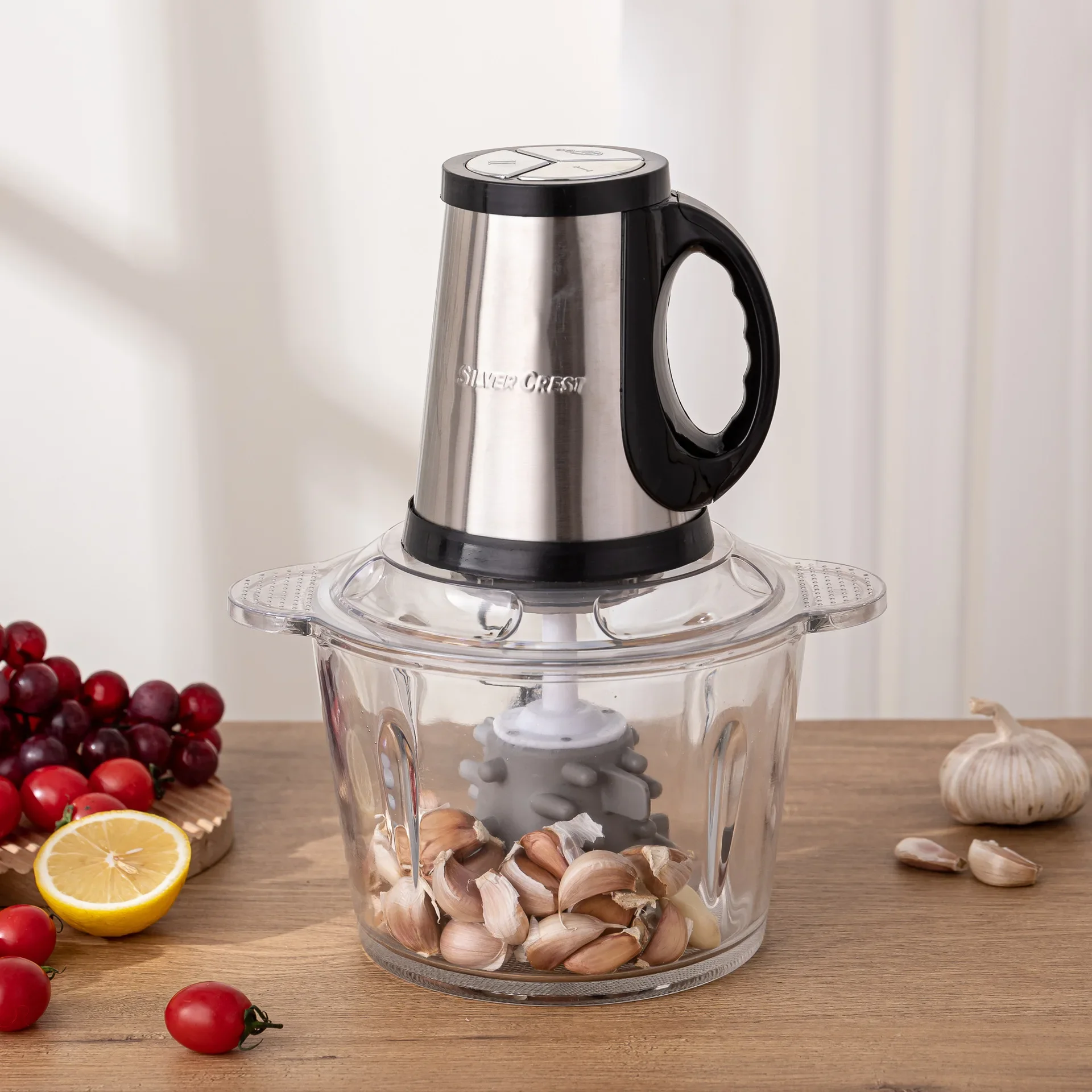 6-in-1 Multifunctional Meat Grinder 3.5L Glass Bowl 6-Blade Gold Edition Stainless Steel Electric Chopper 3