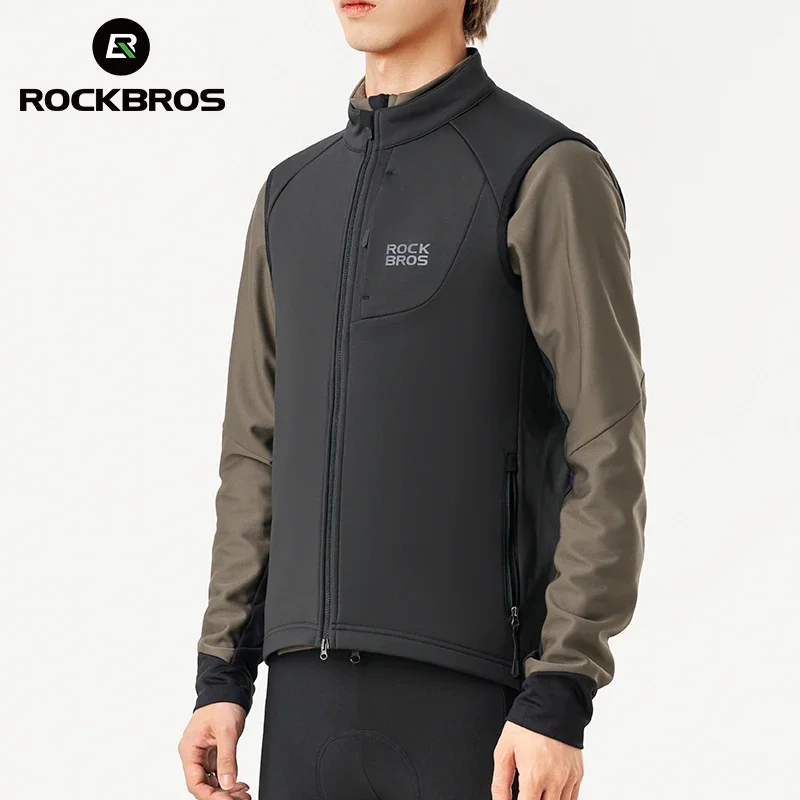 

ROCKBROS Cycling Vest Warm Fleece Windproof Vest Fleece-lined MTB Bike Bicycle Clothing Sleeveless Cycling Jacket Winter Autumn