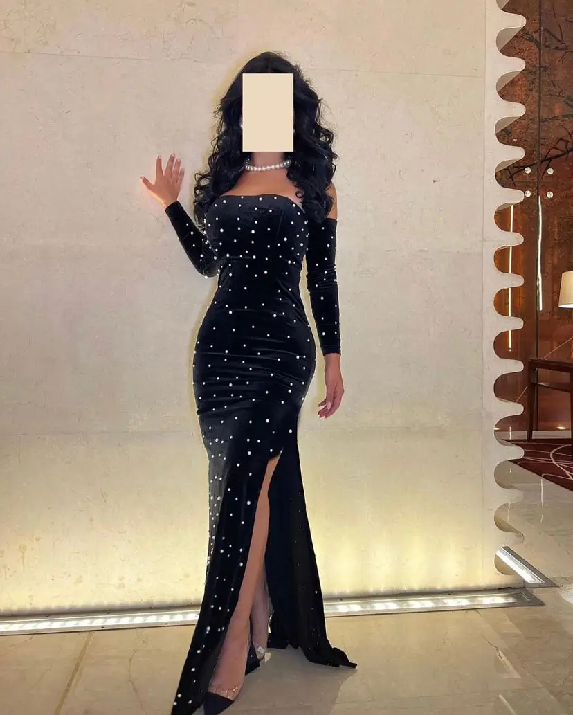 

Sapmae Strapless Sequined Sheath Vent Court Train Zipper Up Floor-length Elegant Prom Formal Evenning Party Dress For Women