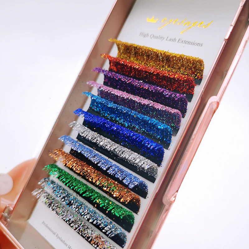 Mix Colors Glitter Eyelash Extensions Shiny Colorful False Lashes Faux