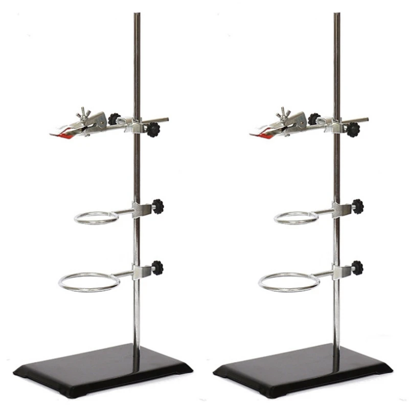 

2X Laboratory Grade Metalware Support Stand, Cork Lined Burette Clamp With 4 Retort Ring (2Inch,3Inch Dia)