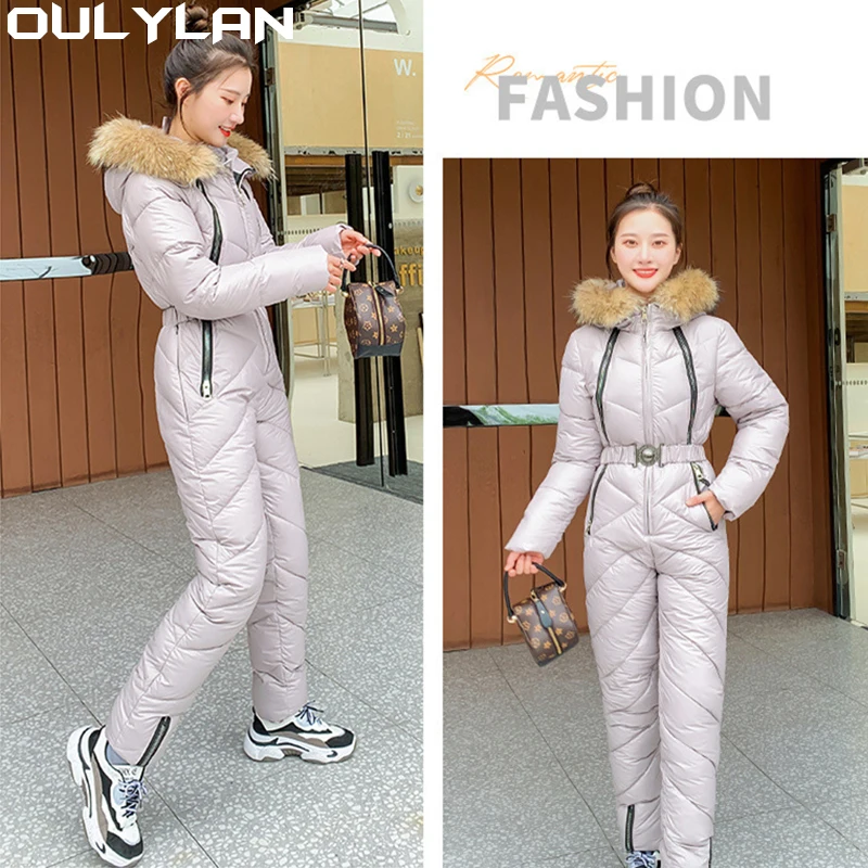 

Oulylan Snowboard One Piece Ski Jumpsuit Waterproof Overalls Women Hooded Ski Suit Women's Sport Snowsuit Female Skiing Suits