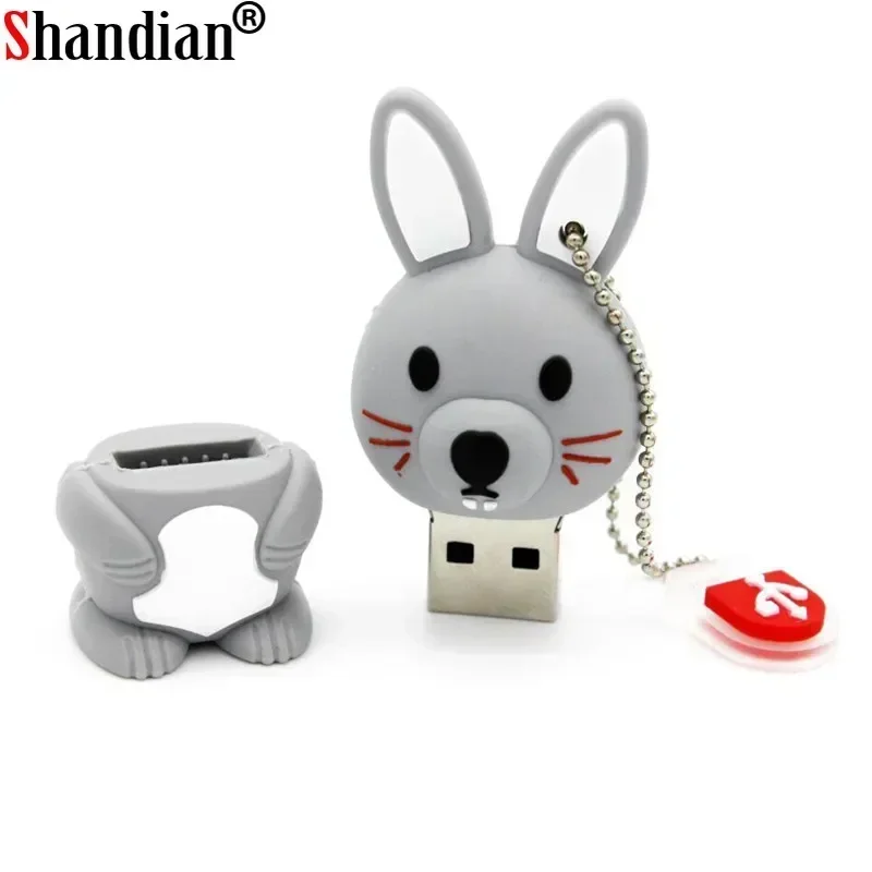USB flash drive 64GB 32GB 16GB 8GB 4GB cute rabbit cartoon pen drive creative gifts for kids free key chain