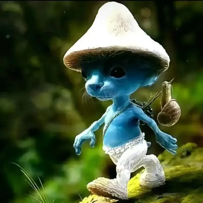 13Cm Cartoon Shailushai Funny Smurfed Cat Cute Doll Toys Blue Cat Decoration Toy