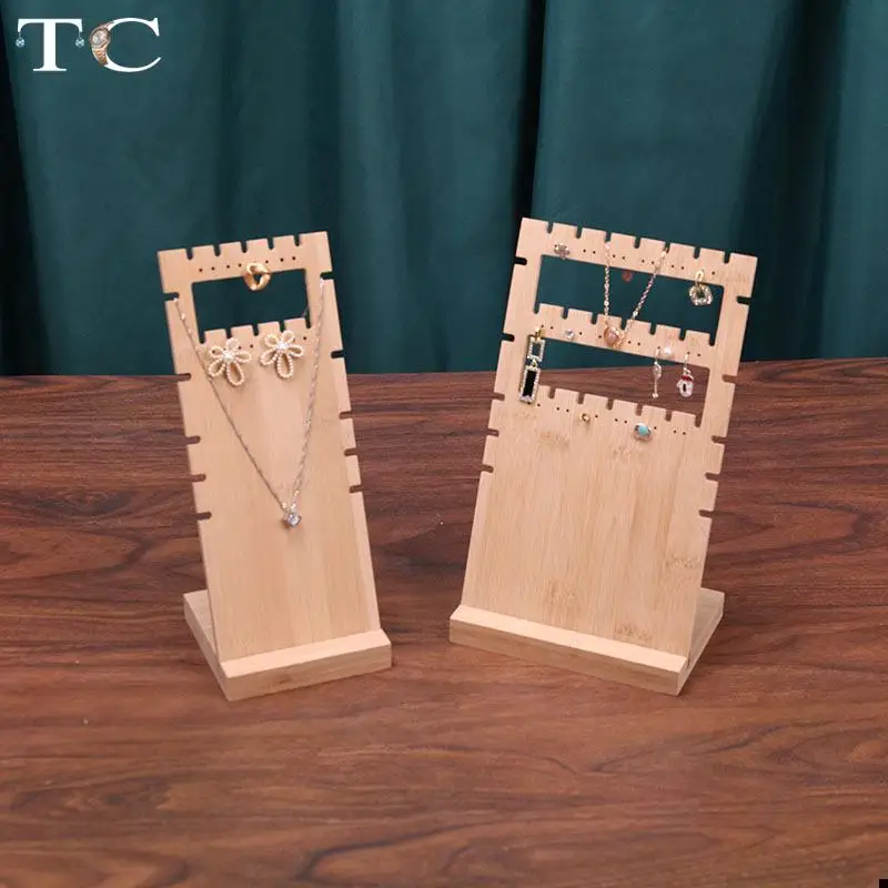 Bamboo and Wood Detachable Earring Stud Necklace Display Rack Earring Stud Accessories Storage Rack Jewelry Display Rack