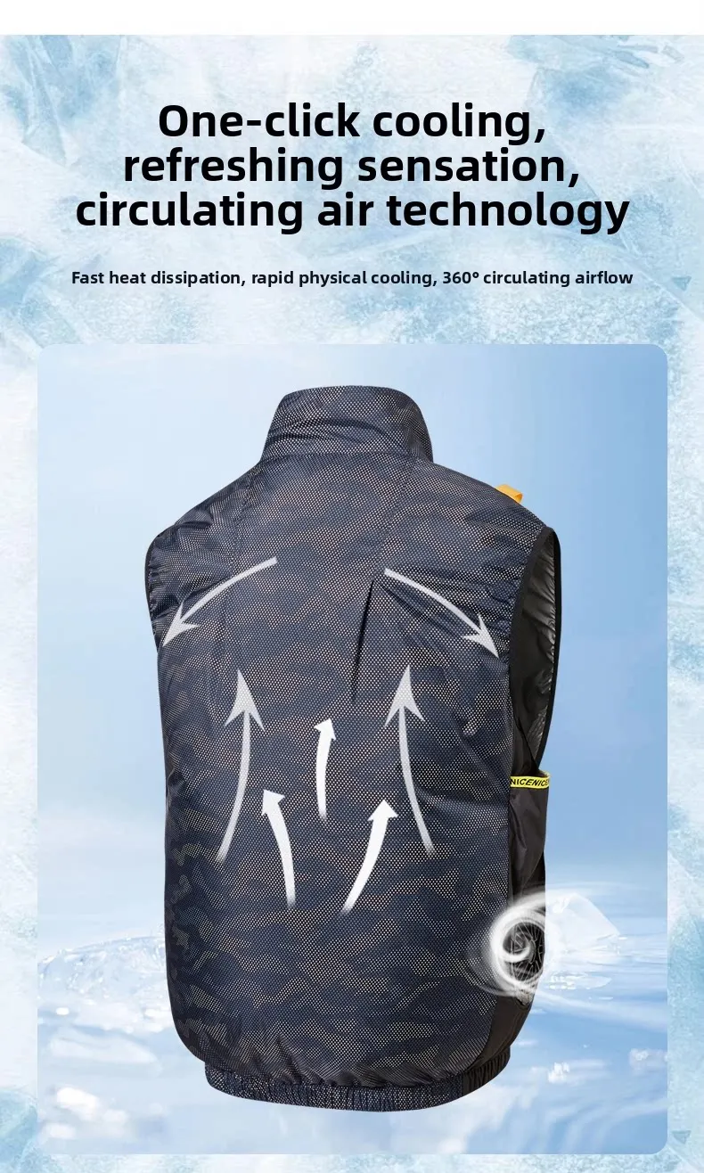 Kühlende Ventilator-Klimaanlagenweste, leichte Sonnenschutz-Windbreaker-Weste, Outdoor-Sport-Angel-Arbeitsjacke für Herren und Damen – Detail 10