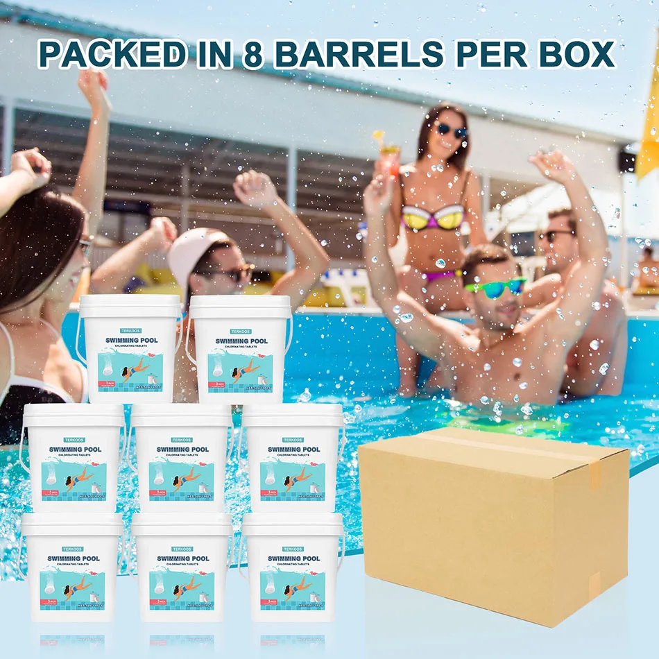 Pool Chlorine Tablets 40LB 3inch Chlorine Tablets For Swimming Pools Water Purifier Dose Stabilized
