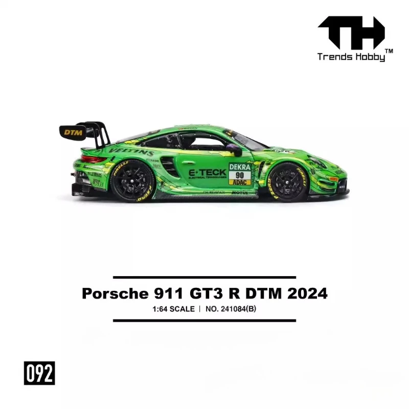 TrendsHobby 1:64 싱가포르 전시회 첫 번째 에디션 포르쉐 911gt3r 독일 투어링 카 레이스 DTM2024 챔피언 합금 자동차 모델