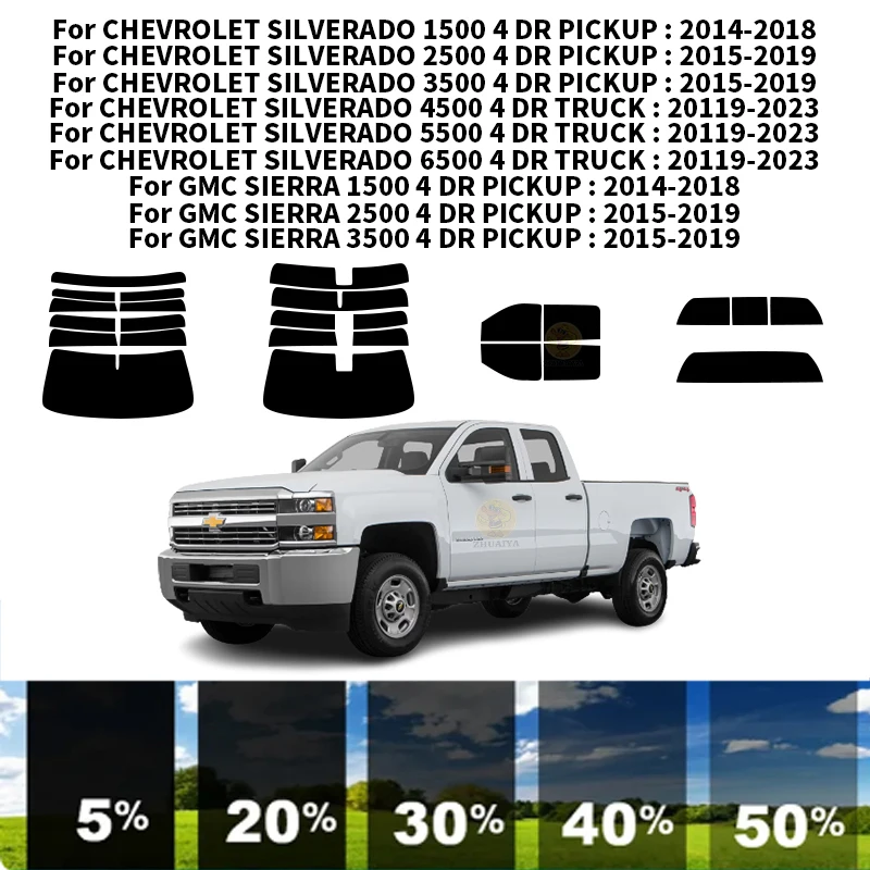 

Precut nanoceramics car UV Window Tint Kit Automotive Window Film For CHEVROLET SILVERADO 2500 4 DR PICKUP 2015-2019