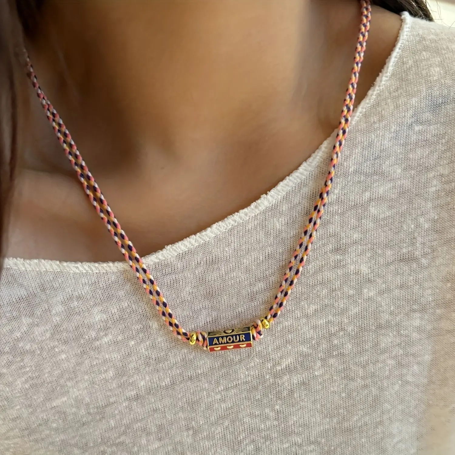 Handmade Braided Rope Tribal Style Geometric Letter Charms Pendant Necklace for Women Boho Beach Bracelet Jewelry Accessories