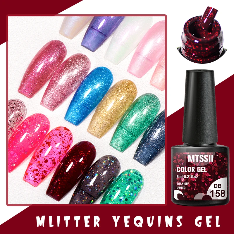 6PCS White Glitter Nail Polish Gel Set Popular Colors Autumn Semi Permanent Soak Off UV Nail Art Manicure Varnish Supplies Kit 5