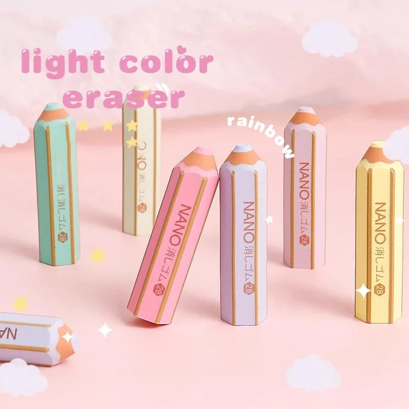 Kawaii Pencil Shape Erasers Cute Rubber Pencil Erasers Korean Stationery Kids Writing Supplies Correction Tools School Office pencil eraser