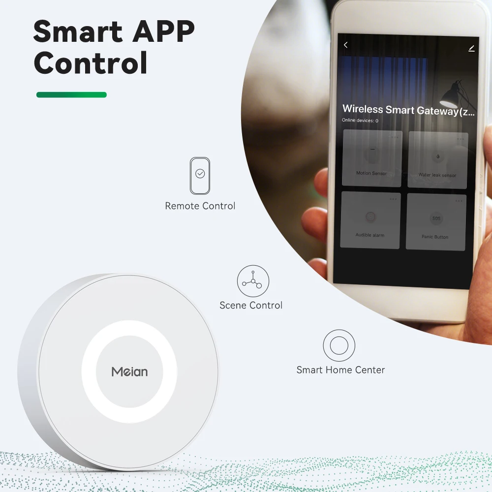 Meian Tuya Smart Gateway Hub Zigbee3.0 Multi-Mode Smart Home Wifi Bluetooth APP Wireless Remote Control Via Tuya/ Smart Life APP