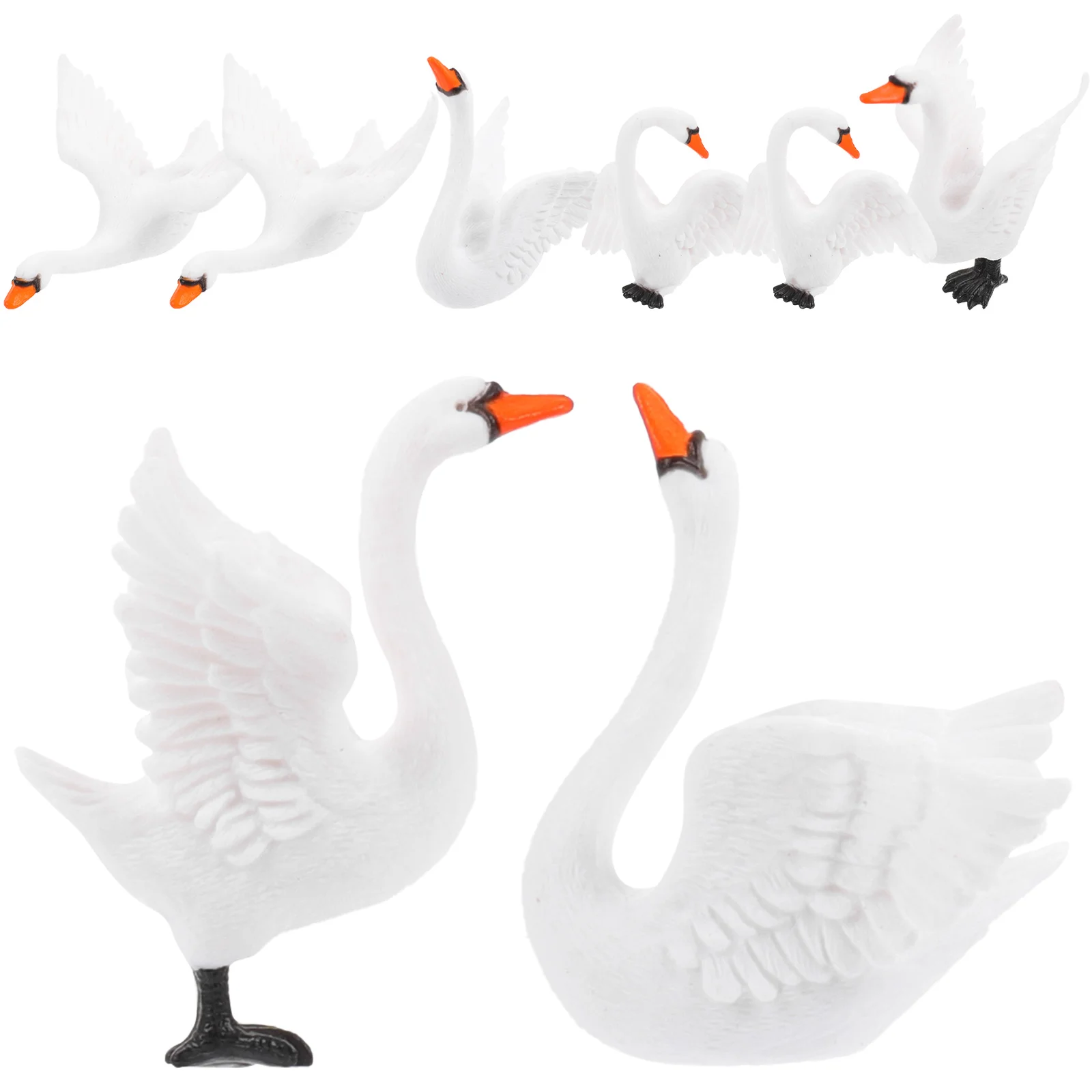 

8pcs Artificial Swan Figurine Adornment Mini Swan Decors Micro Landscaping Adornment