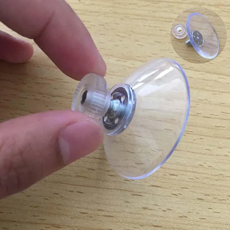 Clear Suction Cup Hooks with Screw Nuts - Strong Adhesive Holders