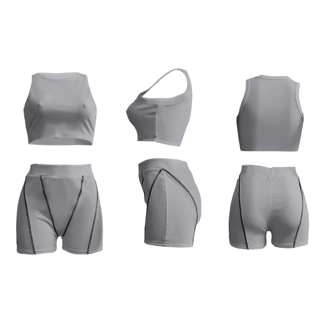 women's sets Ronikasha Workout Sets for Women 2 Piece Ribbed Crop Tank Top High Waist Biker Shorts Yoga Outfits Matching Sporty Tracksuit coord sets women