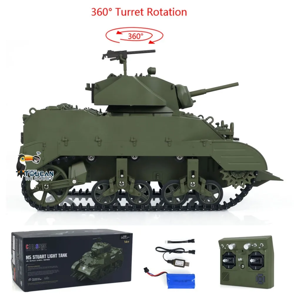 Char télécommandé Stuart M5A1 COOLBANK en mouvement, phares et sons synchronisés, tourelle 360°