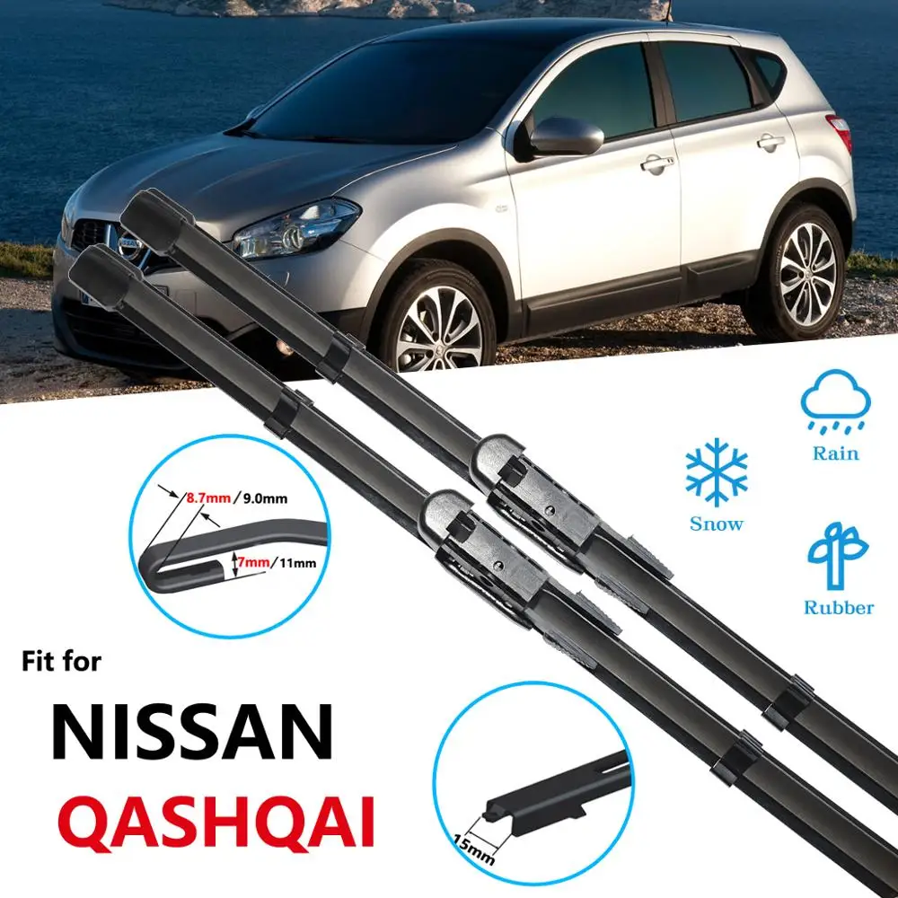 Escobilla de limpiaparabrisas para coche Nissan Qashqai j11 2014-2021,  accesorio de goma de silicona, recarga de limpiaparabrisas de ventana  delantera, 26 + 16, LHDRHD - AliExpress