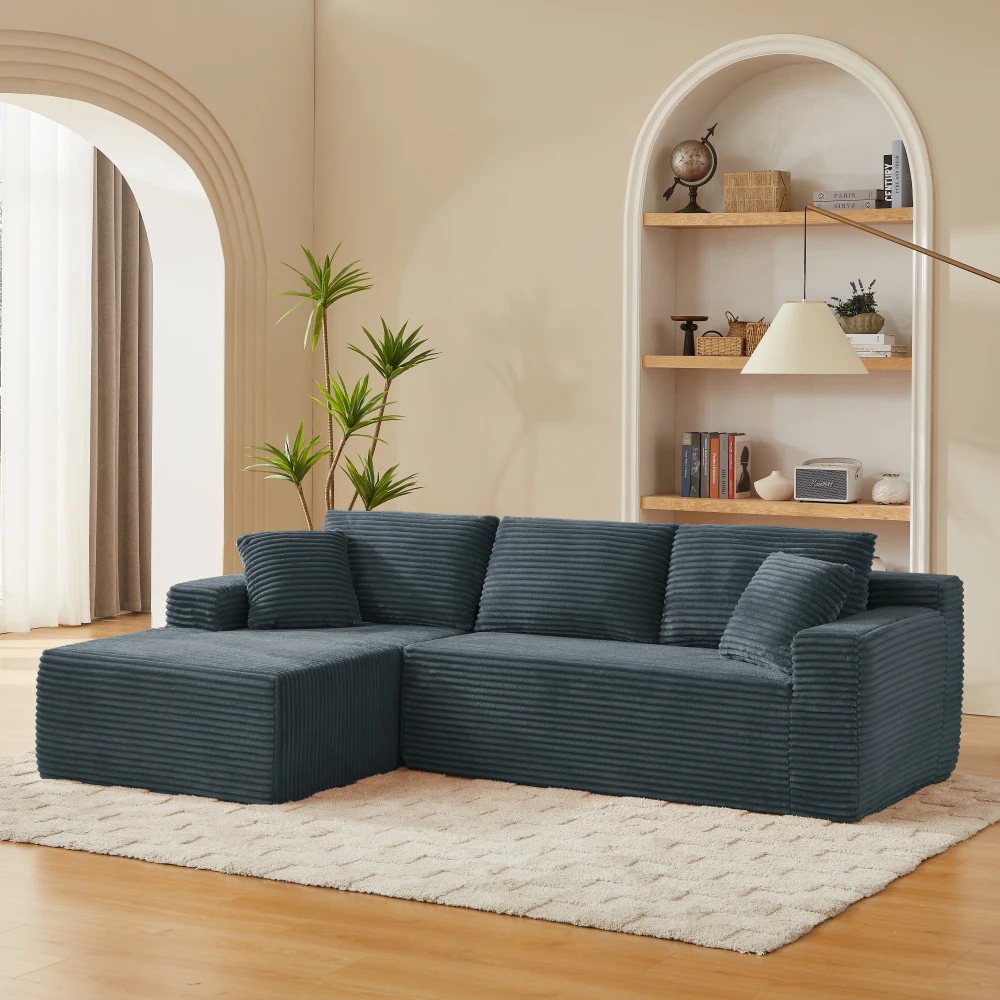 L-förmiges Modulares Ecksofa 3-Sitzer Memory-Schaum Wolkensofa mit Übergroßer Chaiselongue für Wohnzimmer – Detail 31