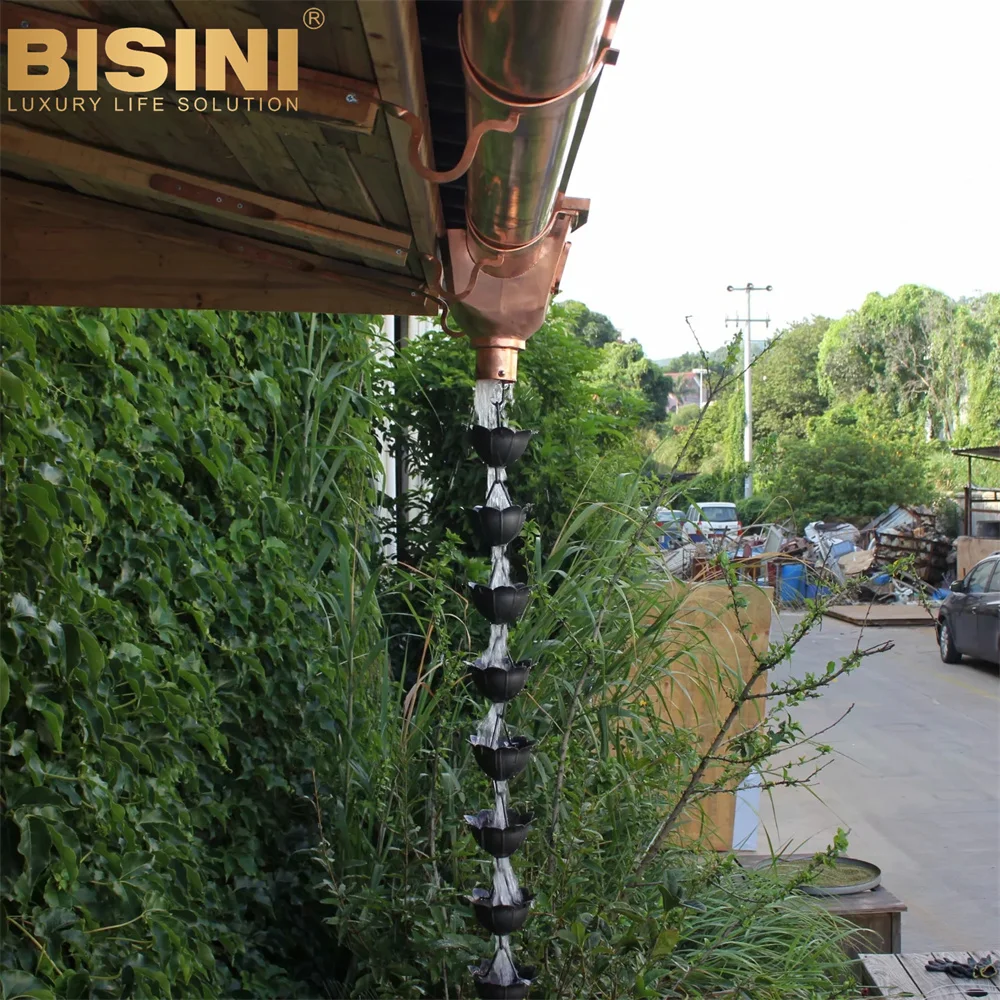 Chinese style Homestay Hostel Garden Eaves Link Falling Water Hammered Princess lotus Copper Rain Chain