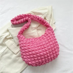 Elegant Pleated Embroidered Crossbody Shoulder Bag - Spacious Quilted Tote (Rose red)
