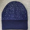 Thicken Women Knit Beanies With Rhinestone Slouchy Beanie Hats Winter Knit Caps Breathable Soft Ski Hat Cuffed Skull 3