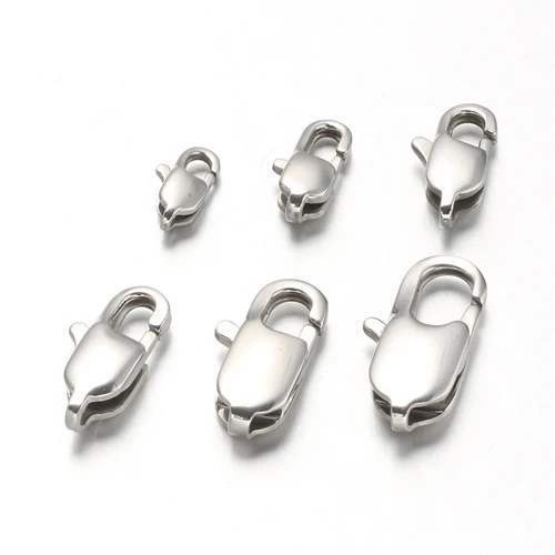50pcs 304 Stainless Steel Lobster Claw Clasps Rectangle Connector Closure Hook for DIY Jewelry Making Bracelet Necklace Crafts