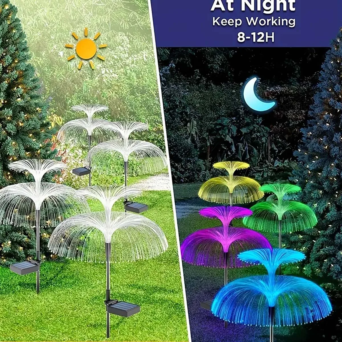 Solar Flowers Lights Waterproof Solar Jellyfish Fiber Outdoor Garden Decor Lights For Yard Patio Pathway Lawn Lamp solar lights lawn lamp garden lighting