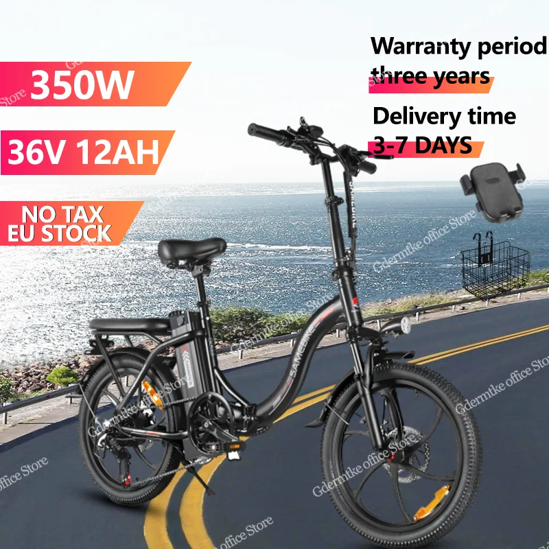 Bicicletta Elettrica 350W Motore Brushless 36 V12Ah Batteria Al Litio City Travel Pieghevole E Bike 20-In Pneumatico Adulto Mountain Bike Elettrica