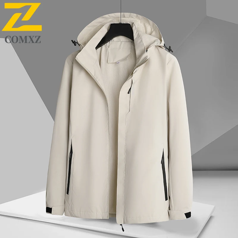 COMXZ Windbreaker Men's Workwear Jacket Waterproof Windproof Outdoor Coat Streetwear Hiking Travel Sports Trendy Windproof Coat